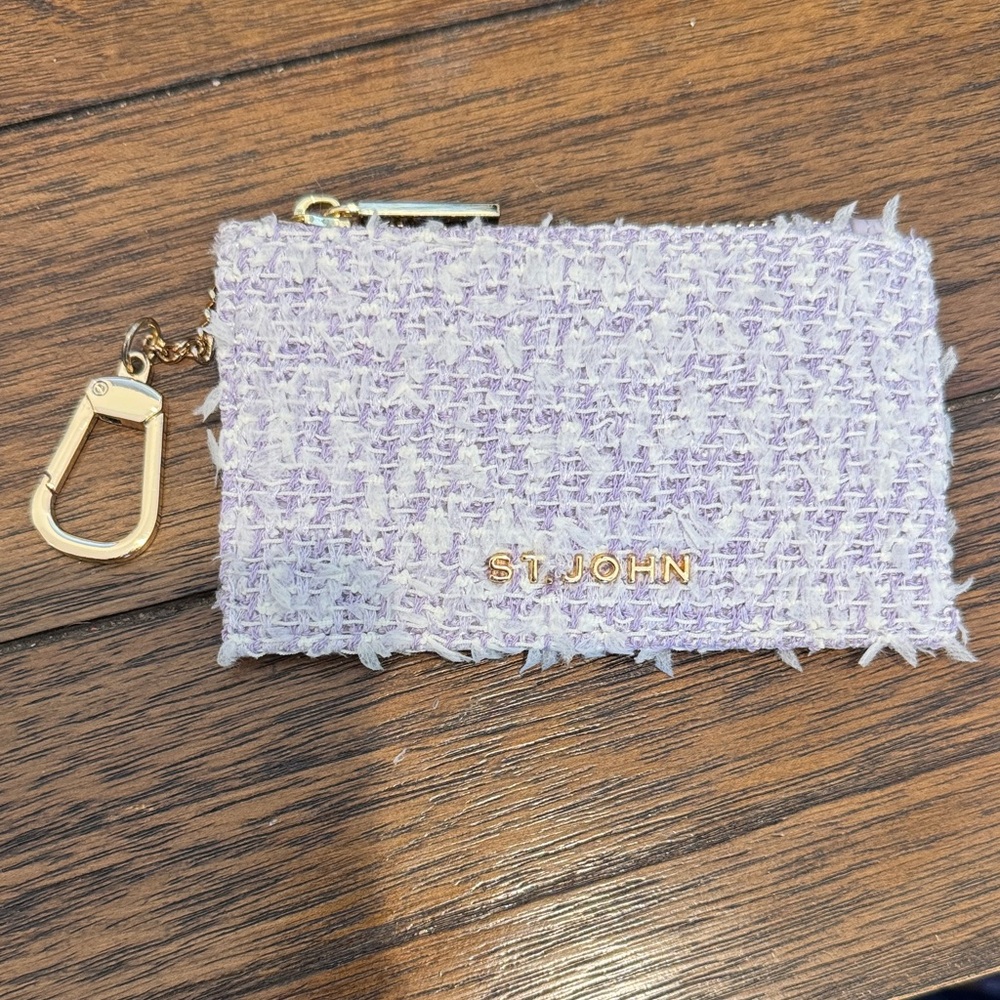 St. John Lavender Tweed Wallet with Gold Accents - Picture 2 of 4